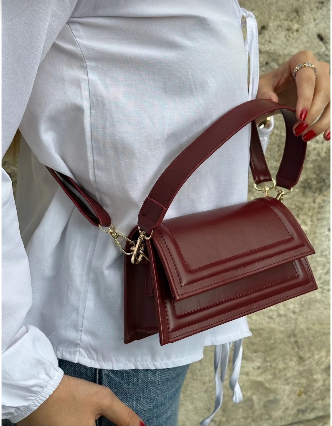 ZEYN MİLA BORDO OMUZ VE EL ÇANTASI 